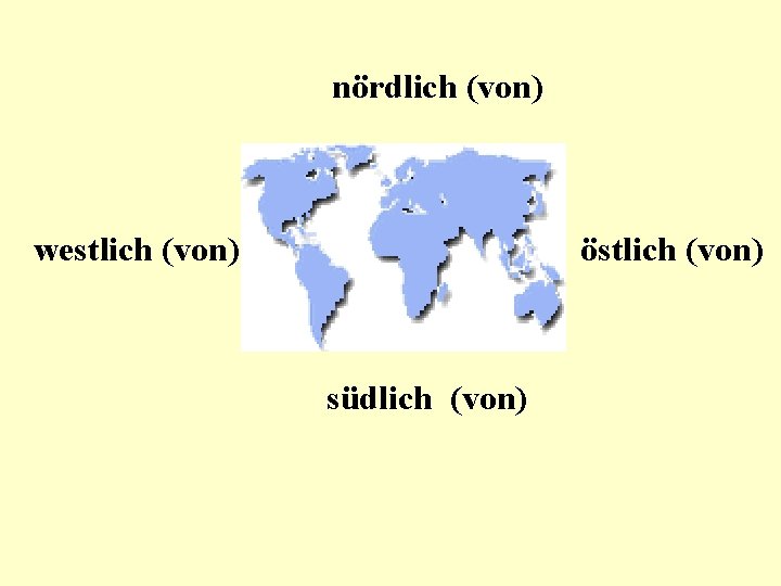 nördlich (von) westlich (von) östlich (von) südlich (von) 