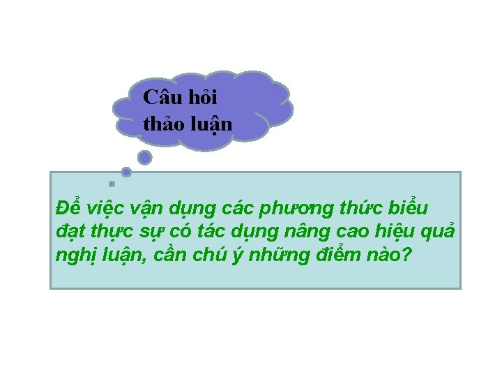 Câu hỏi thảo luận Để việc vận dụng các phương thức biểu đạt thực