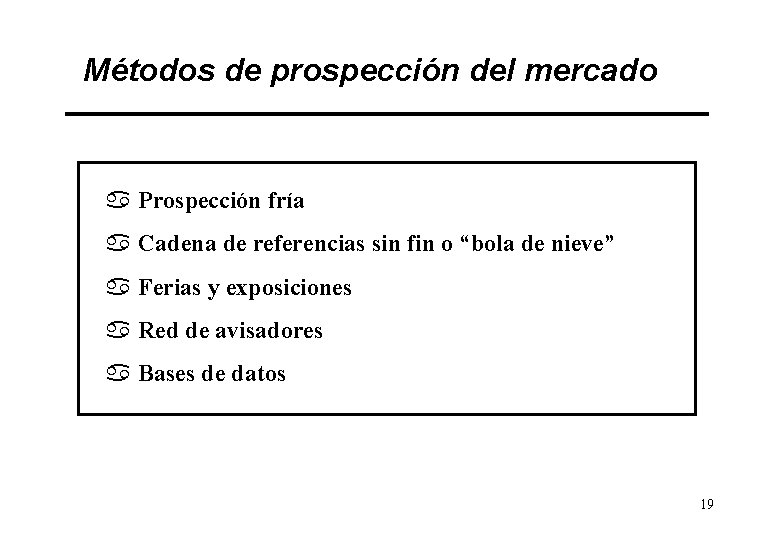 Métodos de prospección del mercado a Prospección fría a Cadena de referencias sin fin