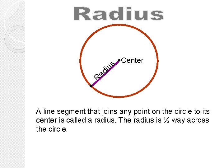 us i d a Center R A line segment that joins any point on