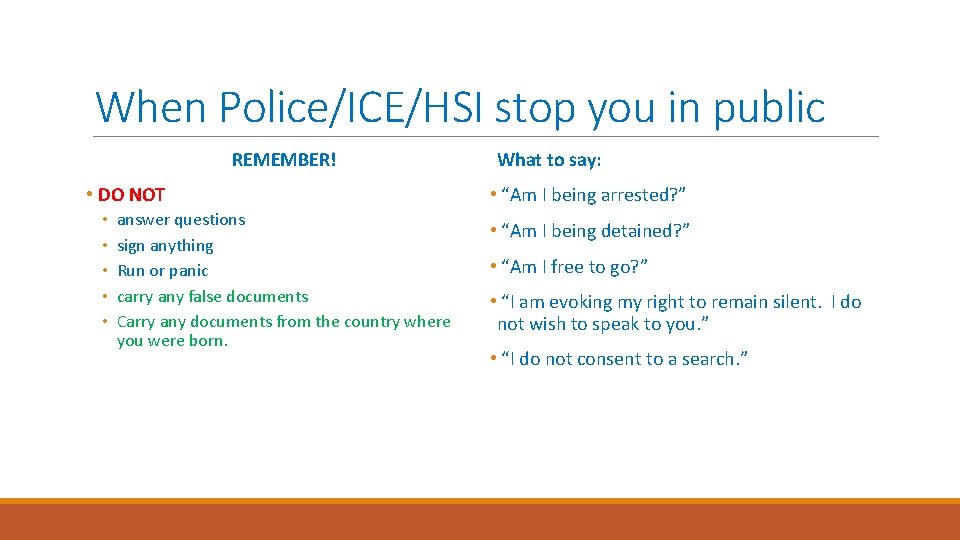 When Police/ICE/HSI stop you in public REMEMBER! • DO NOT • • • answer