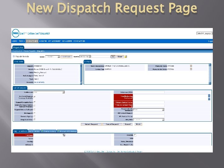 New Dispatch Request Page 