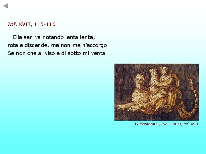 Inf. XVII, 115 -116 Ella sen va notando lenta; rota e discende, ma non