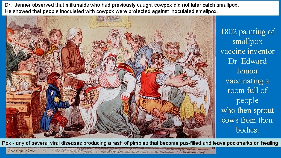 Dr. Jenner observed that milkmaids who had previously caught cowpox did not later catch