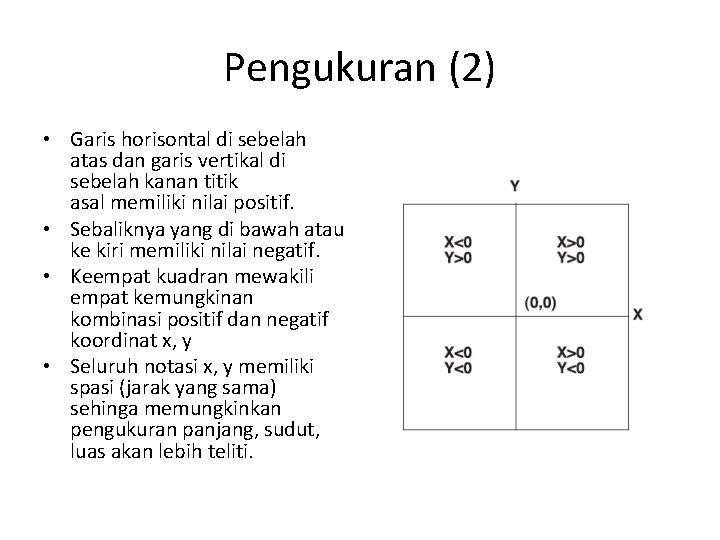 Pengukuran (2) • Garis horisontal di sebelah atas dan garis vertikal di sebelah kanan