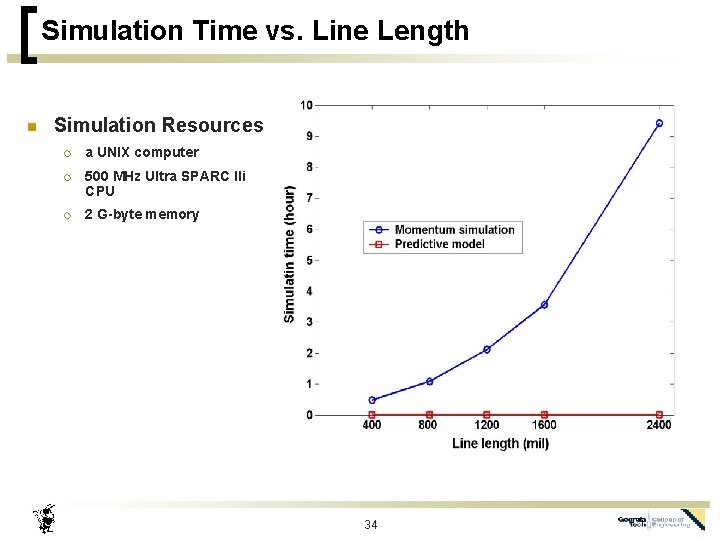 Simulation Time vs. Line Length n Simulation Resources ¡ a UNIX computer ¡ 500