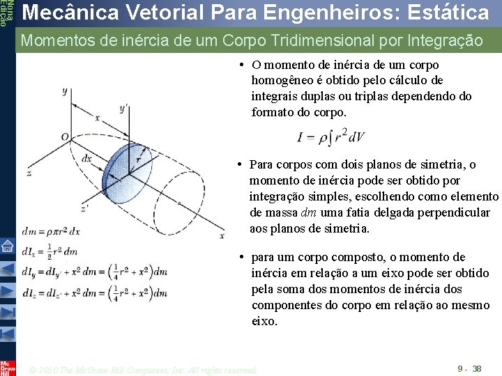 Nona Edição Mecânica Vetorial Para Engenheiros: Estática Momentos de inércia de um Corpo Tridimensional