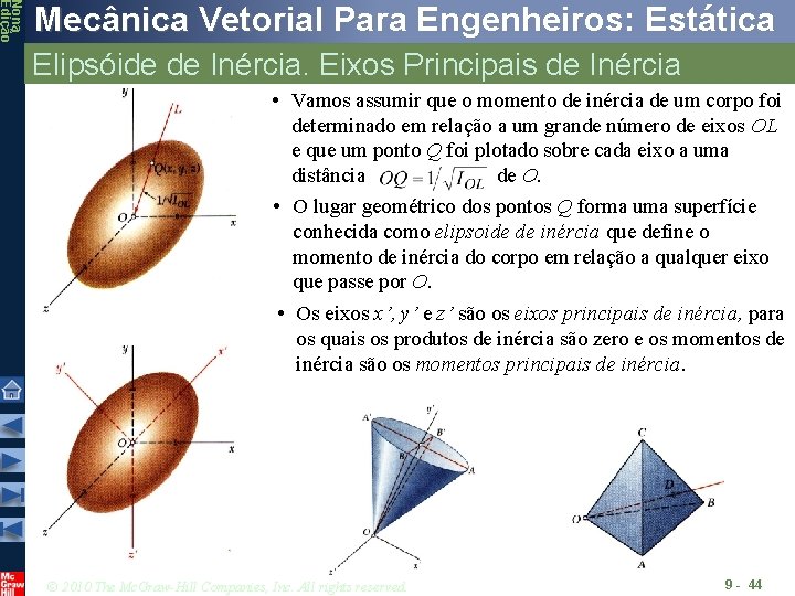 Nona Edição Mecânica Vetorial Para Engenheiros: Estática Elipsóide de Inércia. Eixos Principais de Inércia