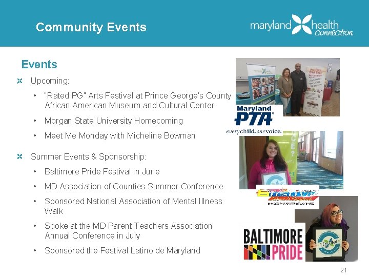 Community Events Upcoming: • “Rated PG” Arts Festival at Prince George’s County African American