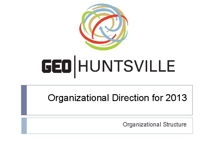 Organizational Direction for 2013 Organizational Structure 