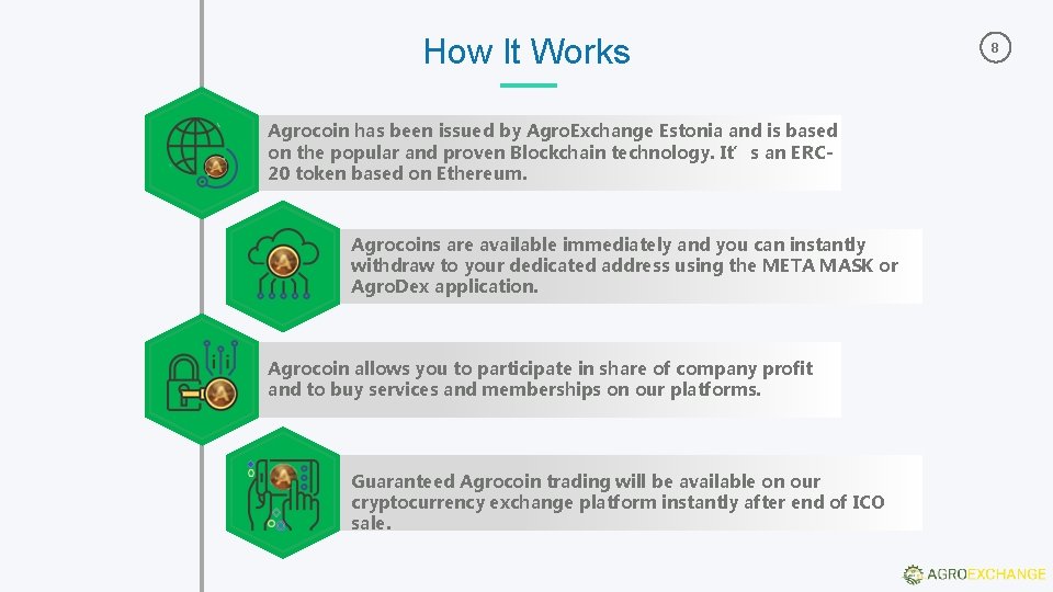 How It Works Agrocoin has been issued by Agro. Exchange Estonia and is based How It Works Agrocoin has been issued by Agro. Exchange Estonia and is based