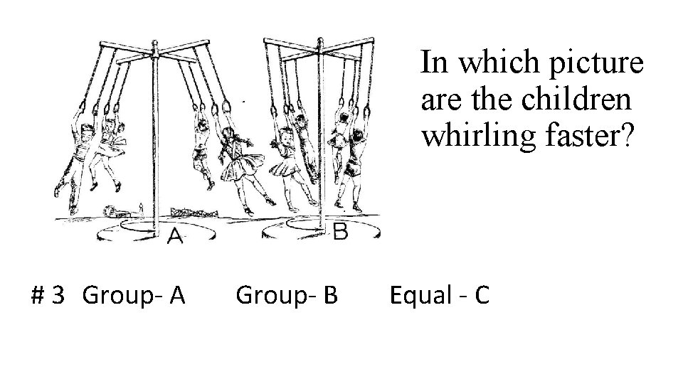 In which picture are the children whirling faster? # 3 Group- A Group- B