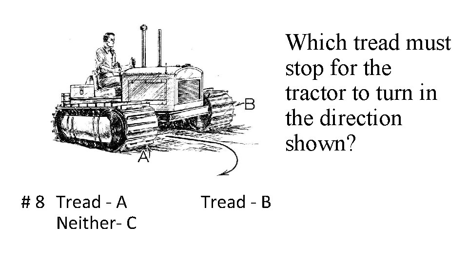 Which tread must stop for the tractor to turn in the direction shown? #