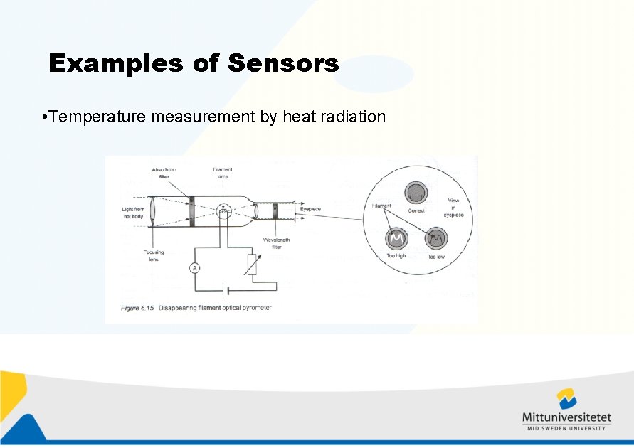Examples of Sensors • Temperature measurement by heat radiation 