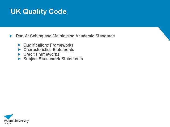 UK Quality Code Part A: Setting and Maintaining Academic Standards Qualifications Frameworks Characteristics Statements UK Quality Code Part A: Setting and Maintaining Academic Standards Qualifications Frameworks Characteristics Statements