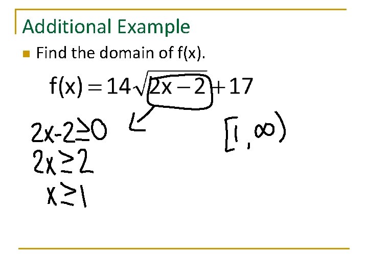 Additional Example n Find the domain of f(x). 