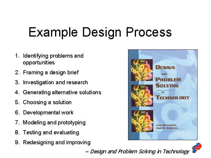 Example Design Process 1. Identifying problems and opportunities 2. Framing a design brief 3.