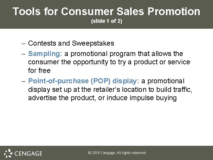 Tools for Consumer Sales Promotion (slide 1 of 2) – Contests and Sweepstakes –