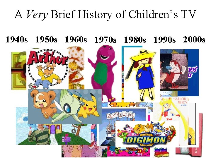 A Very Brief History of Children’s TV 1940 s 1950 s 1960 s 1970