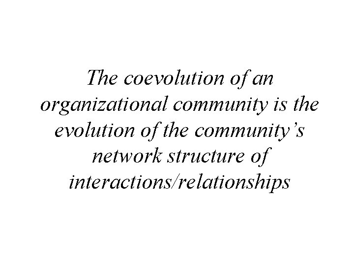 The coevolution of an organizational community is the evolution of the community’s network structure