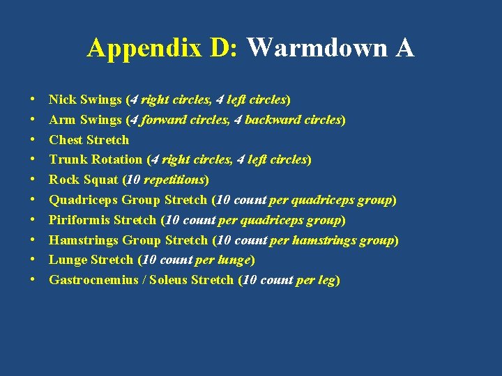 Appendix D: Warmdown A • • • Nick Swings (4 right circles, 4 left