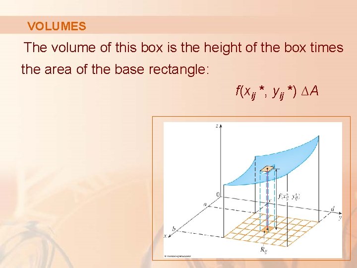 VOLUMES The volume of this box is the height of the box times the