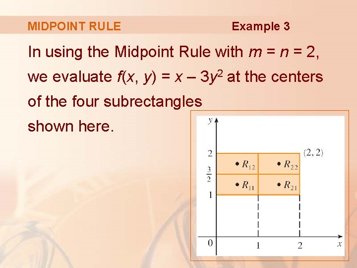 MIDPOINT RULE Example 3 In using the Midpoint Rule with m = n =