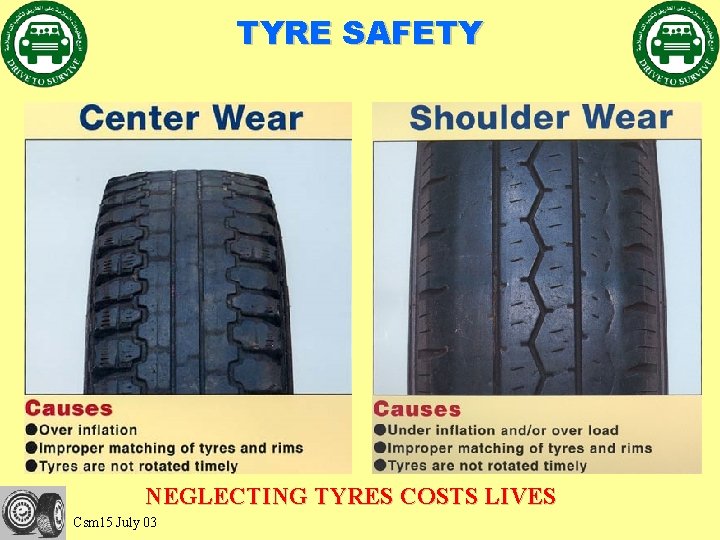 TYRE SAFETY NEGLECTING TYRES COSTS LIVES Csm 15 July 03 