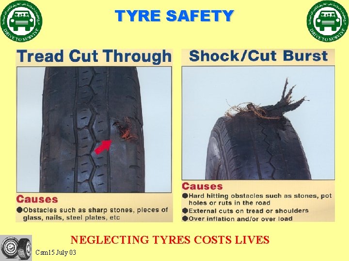 TYRE SAFETY NEGLECTING TYRES COSTS LIVES Csm 15 July 03 