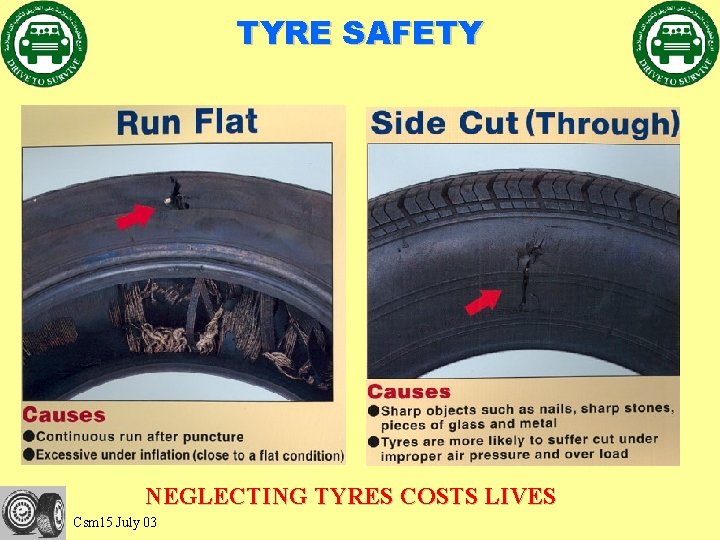 TYRE SAFETY NEGLECTING TYRES COSTS LIVES Csm 15 July 03 