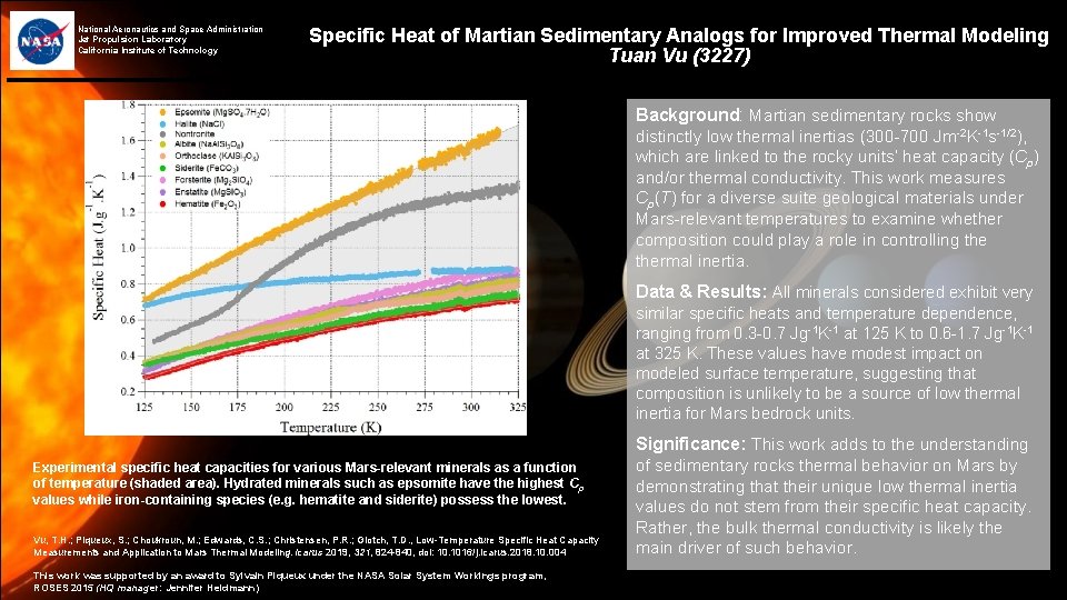 National Aeronautics and Space Administration Jet Propulsion Laboratory California Institute of Technology Specific Heat