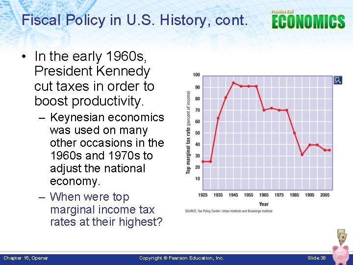 Fiscal Policy in U. S. History, cont. • In the early 1960 s, President