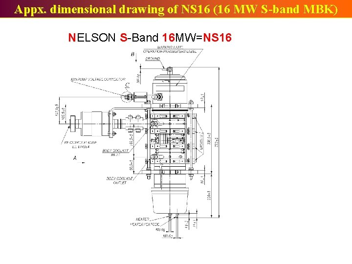 Appx. dimensional drawing of NS 16 (16 MW S-band MBK) NELSON S-Band 16 MW=NS Appx. dimensional drawing of NS 16 (16 MW S-band MBK) NELSON S-Band 16 MW=NS