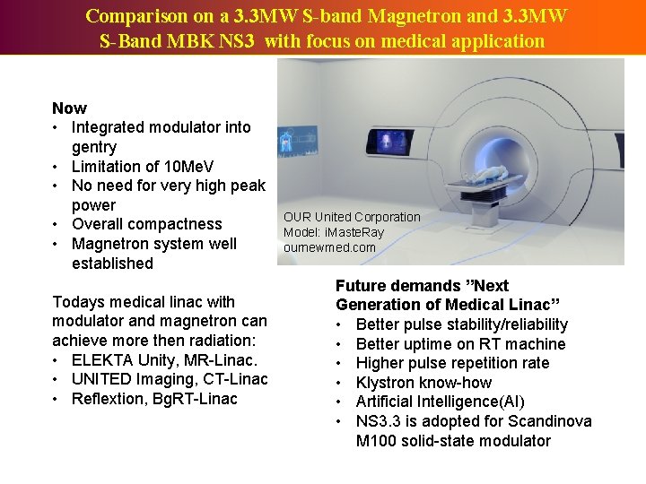 Comparison on a 3. 3 MW S-band Magnetron and 3. 3 MW S-Band MBK Comparison on a 3. 3 MW S-band Magnetron and 3. 3 MW S-Band MBK
