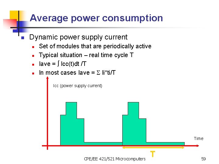 Average power consumption n Dynamic power supply current n n Set of modules that