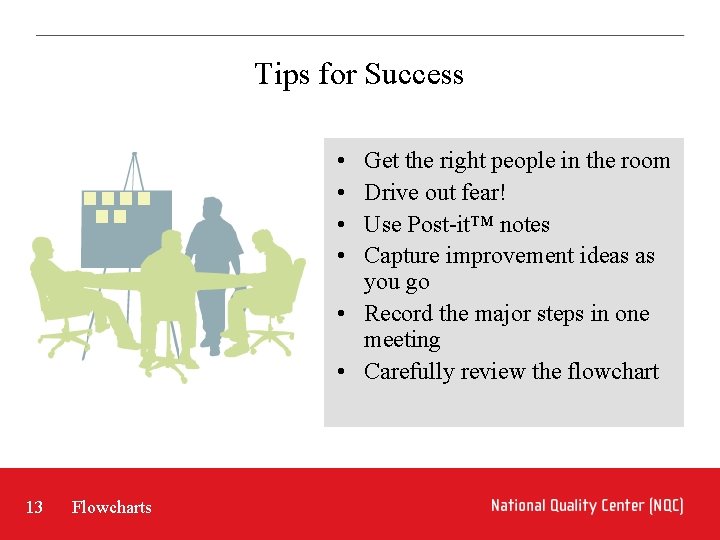 Tips for Success • • Get the right people in the room Drive out Tips for Success • • Get the right people in the room Drive out