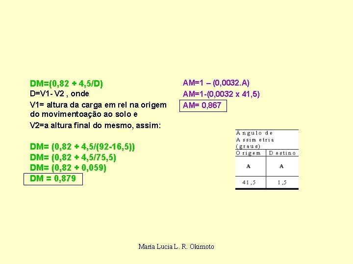 DM=(0, 82 + 4, 5/D) D=V 1 - V 2 , onde V 1=