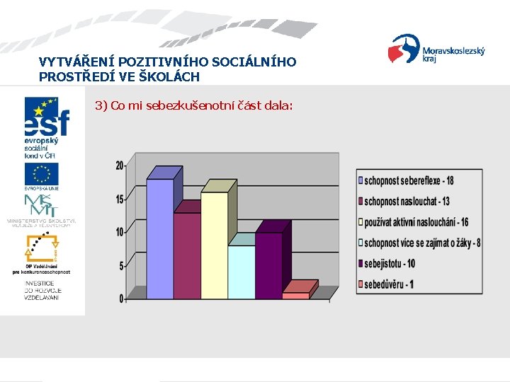 VYTVÁŘENÍ POZITIVNÍHO SOCIÁLNÍHO PROSTŘEDÍ VE ŠKOLÁCH 3) Co mi sebezkušenotní část dala: 