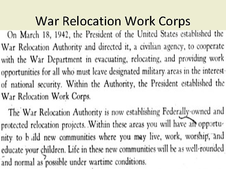 War Relocation Work Corps 