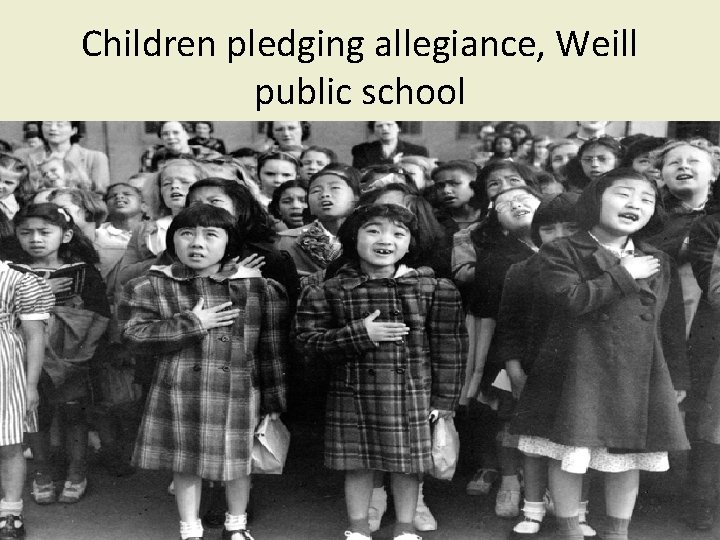 Children pledging allegiance, Weill public school 