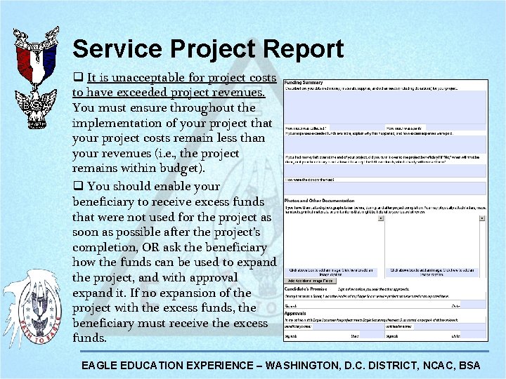 Service Project Report q It is unacceptable for project costs to have exceeded project Service Project Report q It is unacceptable for project costs to have exceeded project