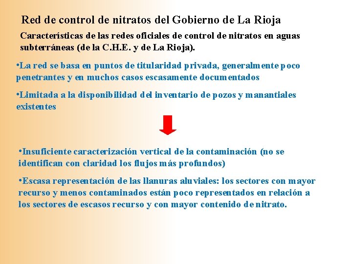 Red de control de nitratos del Gobierno de La Rioja Características de las redes