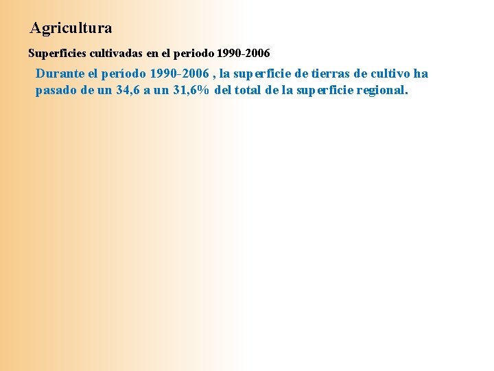 Agricultura Superficies cultivadas en el periodo 1990 -2006 Durante el período 1990 -2006 ,