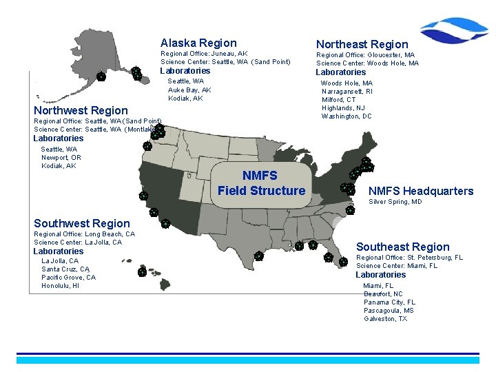 Alaska Regional Office: Juneau, AK Science Center: Seattle, WA (Sand Point) Laboratories Northeast Regional