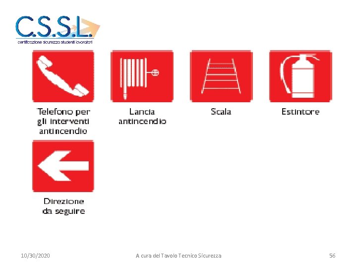 10/30/2020 A cura del Tavolo Tecnico Sicurezza 56 