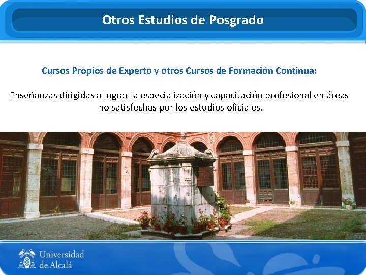 Otros Estudios de Posgrado Cursos Propios de Experto y otros Cursos de Formación Continua: