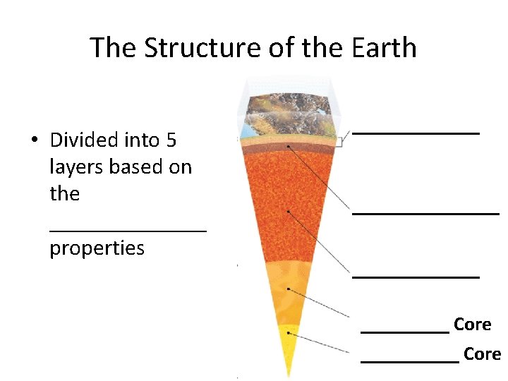 The Structure of the Earth • Divided into 5 layers based on the _______