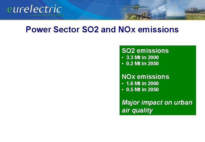 Power Sector SO 2 and NOx emissions SO 2 emissions • 3. 3 Mt