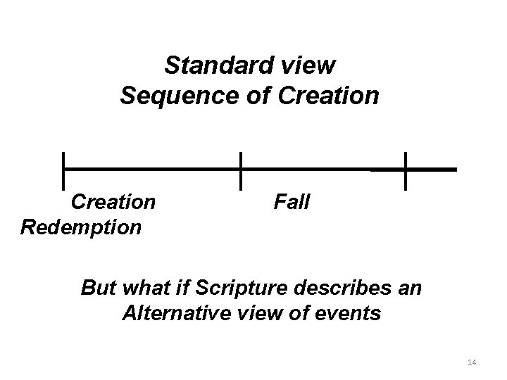 Standard view Sequence of Creation Redemption Fall But what if Scripture describes an Alternative