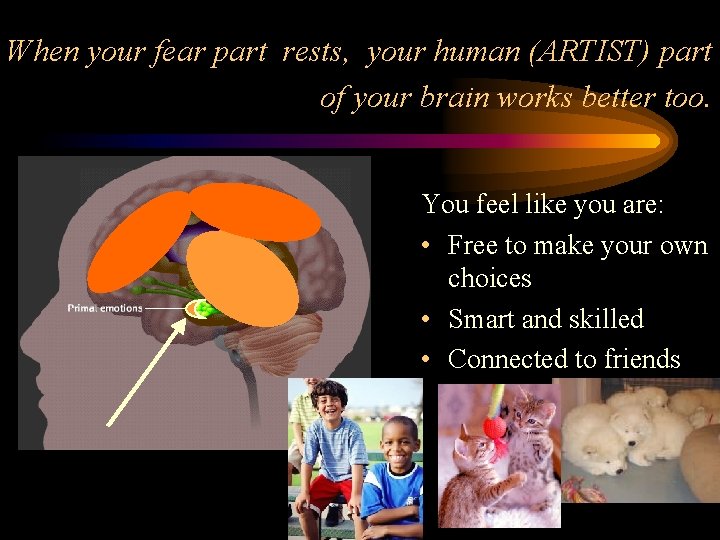 When your fear part rests, your human (ARTIST) part of your brain works better